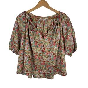 Roller Rabbit Womens Agnese‎ Floral Alianne Top Sz Small V-Neck Colorful Preppy